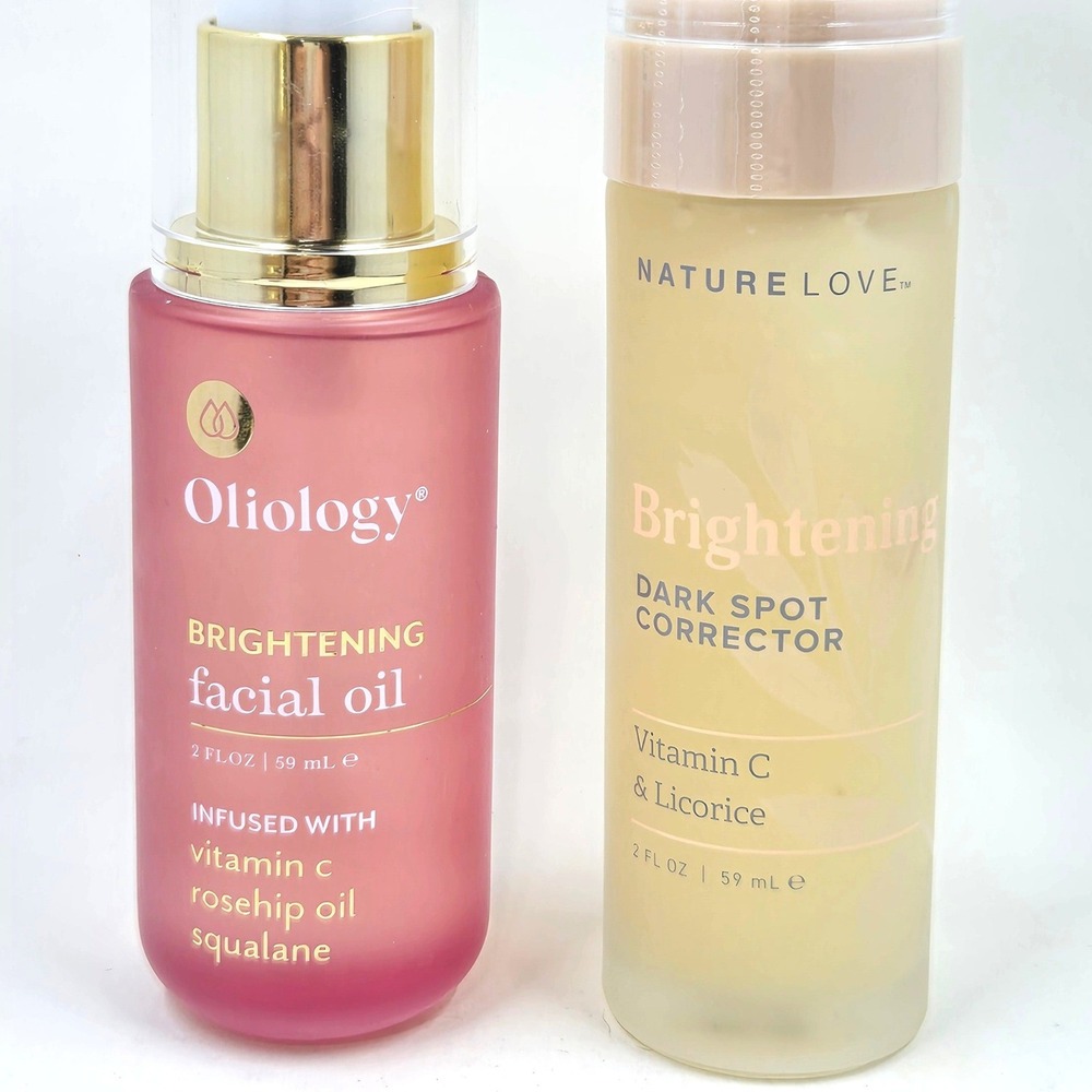 Oliology Brightening Facial Oil & Nature Love Dark Spot Corrector Set 2oz Each